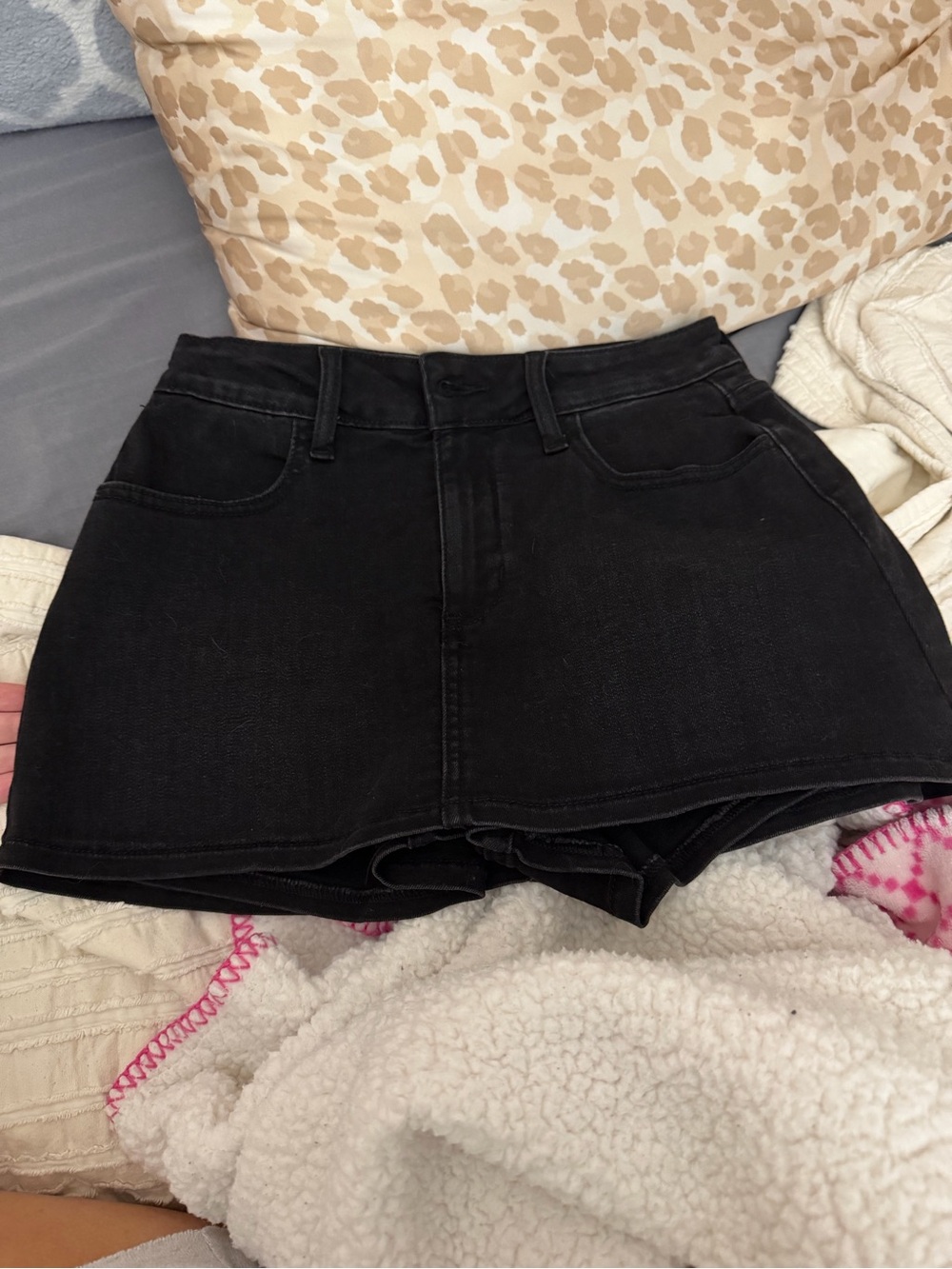 Black Denim Skort - Women's High-Waist Casual Shorts